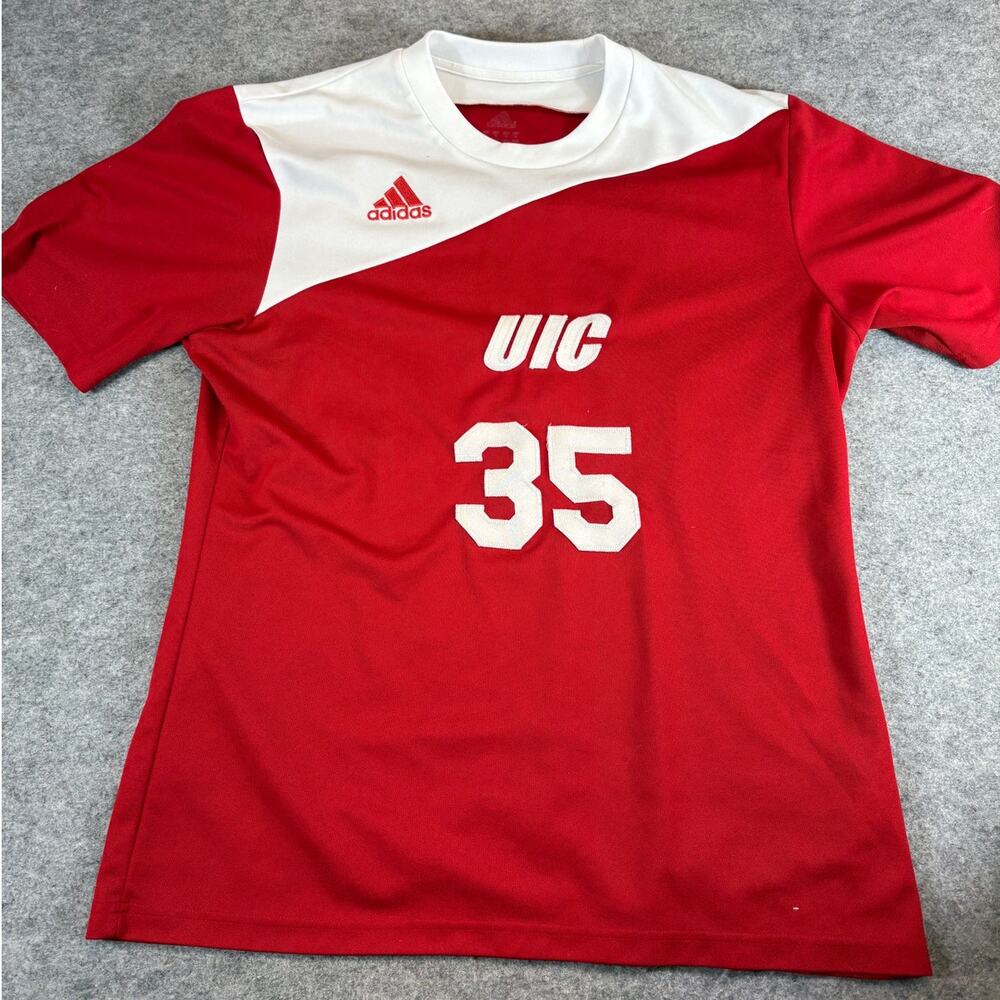 Adidas UIC #35 Horizon League Flames Jersey Mens Medium Red Sports Activewear